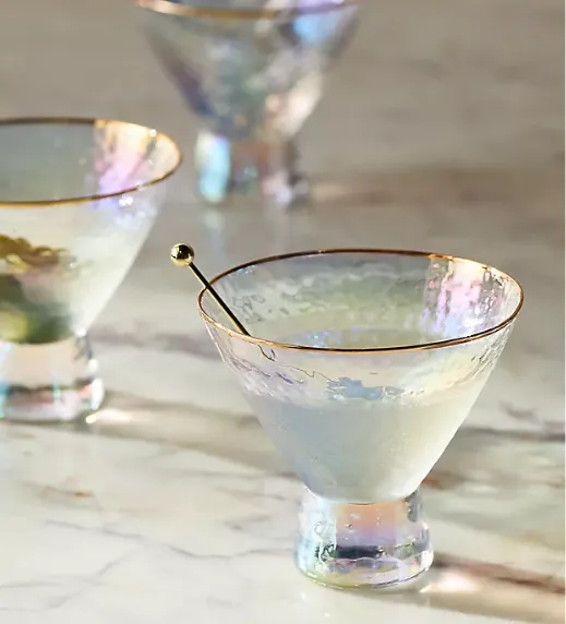 Zaza Lustered 24k Gold Accent Stemless Martini Glasses